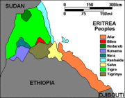 A map indicating the ethnic composition of Eritrea.