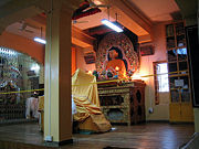 The main teaching room of the Dalai Lama in Dharamsala, India.