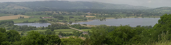 View of Chew Valley Lake showing Herriot's Bridge