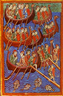 Danish seamen, painted mid-12th century.