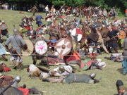 Modern reenactment of viking battle