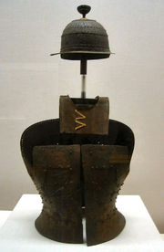 Iron helmet and armor with gilt bronze decoration, Kofun period, 5th century. Tokyo National Museum.