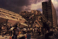 Earthquake damage in Mexico City (1985).
