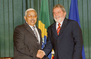 Current president of Cape Verde, Pedro Pires, meeting with Brazilian president Lula da Silva.