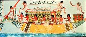 A boat in an Egyptian tomb painting from about 1450 BCE