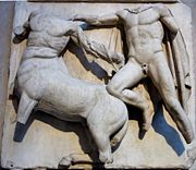 South metope 3, one of the high-relief sculptures removed by Lord Elgin's expedition and now in the British Museum
