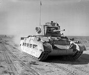 British Matilda II infantry tank advancing through Egypt as part of Operation Compass, 1941