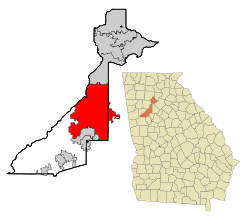 Location in Fulton and DeKalb counties and the state of Georgia