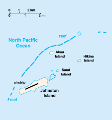 Map of the islands of Johnston Atoll, showing rim of coral reef