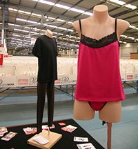 Woollen garments in the wool samples area of a wool store, Newcastle, NSW