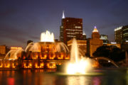 Buckingham Fountain in Chicago, just south of the former eastern terminus of Route 66.