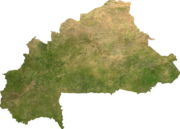 Satellite image of Burkina Faso, generated from raster graphics data supplied by The Map Library