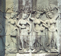 Devatas are characteristic of the Angkor Wat style.