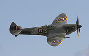 Preserved Spitfire at Duxford. Notice the late-war "bubble" canopy