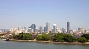 Brisbane central business district with New Farm Park in the foreground.