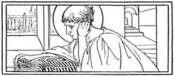 Bede in The Little Lives of the Saints, illustrated by Charles Robinson in 1904.