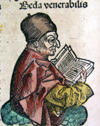 Depiction of Bede from the Nuremberg Chronicle, 1493.