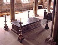 Bede's tomb in Durham Cathedral.