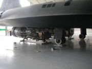 Pratt & Whitney J58 engines beneath the SR-71 Blackbird on display at Imperial War Museum Duxford.