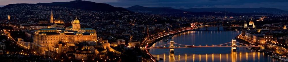 Left to right: Mária Magdolna Tower, Matthias Church, Castle Quarter, Széchenyi Chain Bridge, Margaret Island, Danube Promenade, Parliament Building, Hungarian Academy of Sciences