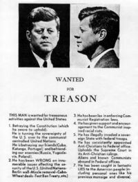 A handbill circulated on November 21, 1963, in Dallas one day before the assassination of John F. Kennedy