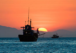 Sunset in the fishing village of Mui Ne on the south-east coast
