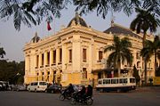 The Hanoi Opera House is an example of French Colonial architecture in Vietnam.