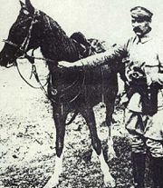 Piłsudski with his favorite horse, Chestnut (Kasztanka)