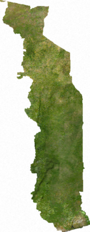 Satellite image of Togo, generated from raster graphics data supplied by The Map Library