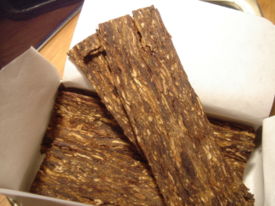 Tobacco can also be pressed into plugs and sliced into flakes