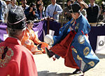 A revived version of Kemari being played at the Tanzan Shrine.