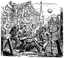 An illustration of so-called "mob football".