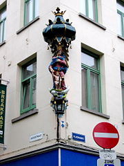 One of the many Marian statues which feature on Antwerp street corners