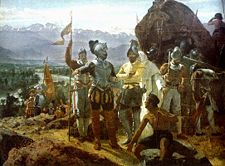 The Founding of Santiago by Pedro de Valdivia by Pedro Lira (1889).