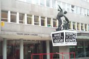 Make Poverty History banner in front of Trades Union Congress.