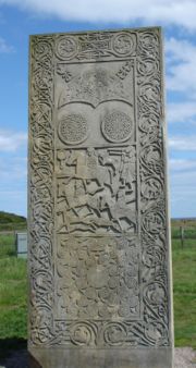A replica of the Pictish Hilton of Cadboll Stone.