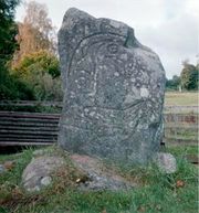 Clach an Tiompain, a Class 1 Pictish symbol stone in Strathpeffer.