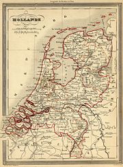 Map of the Netherlands in 1843 after independence of Belgium.