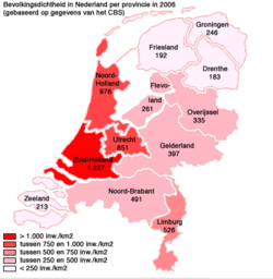 Population density in the Netherlands, 2006