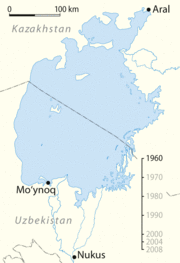The shrinking of the Aral Sea