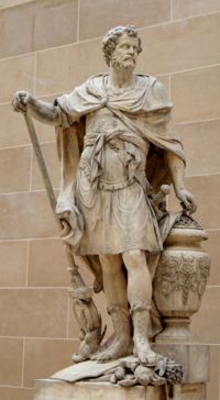 Hannibal counting the rings of the Roman knights killed during the battle, statue by Sébastien Slodzt, 1704, Louvre.