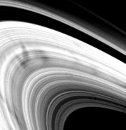 Spokes in the B ring, imaged by Voyager 2 in 1981