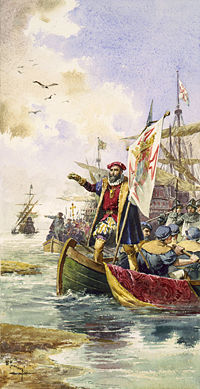 Vasco da Gama lands at Calicut, May 20, 1498.