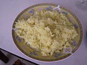 Basic Saffron rice, made with bouillon cubes and saffron.