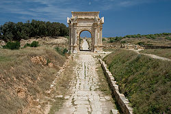 Arch of Roman emperor Lucius Septimius Severus (AD 146-211) in Leptis Magna