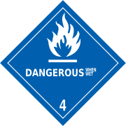 ADR label for transporting goods dangerously reactive with water