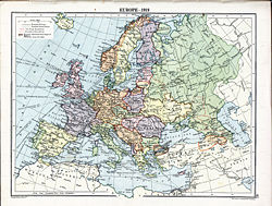 Political divisions of Europe in 1919 showing the independent Armenian republic.