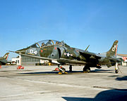 A Marine TAV-8A Harrier from Marine Attack Squadron (Training) 203 (VMAT-203) sitting on the flight line.