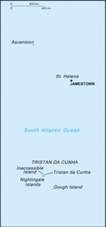 Map of Saint Helena, Ascension Island and Tristan da Cunha.