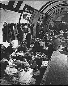 Bomb shelter in a London Underground station.